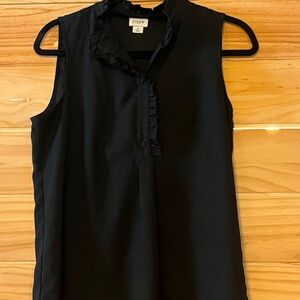 J. Crew Black Ruffle Detail Blouse
